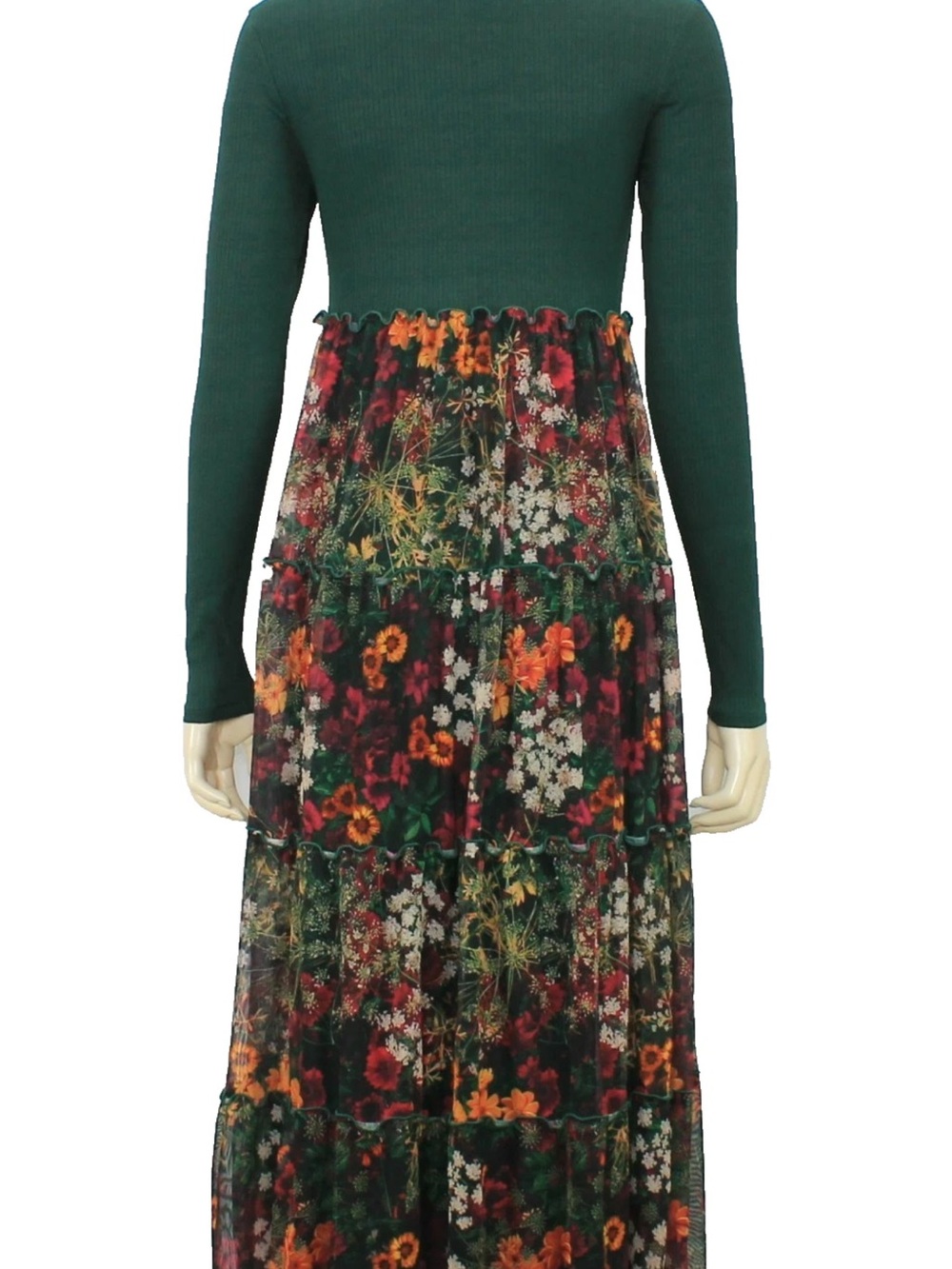 Desigual Green Floral Tiered Maxi Dress - Picture 5 of 6